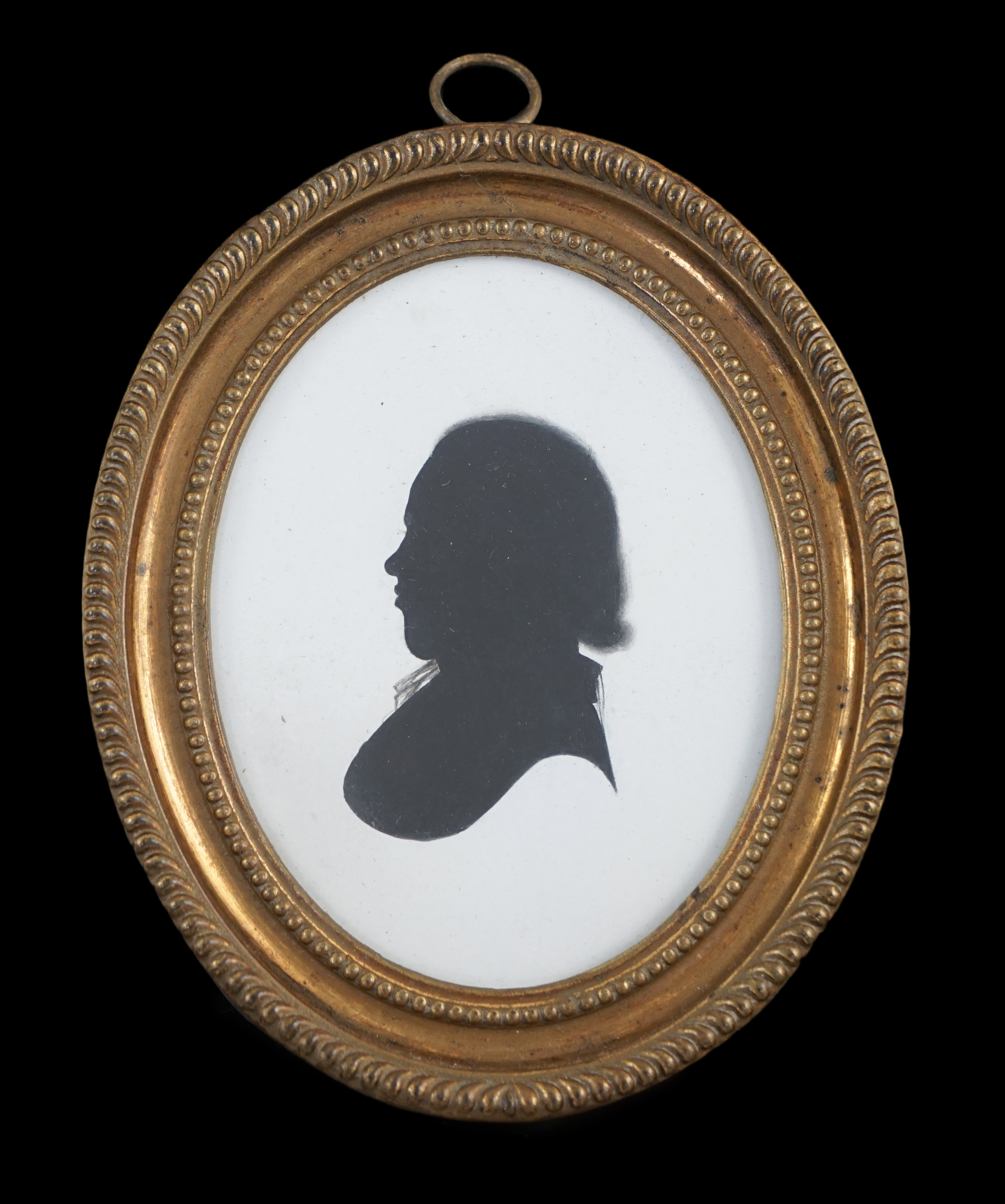 John Miers (1756-1821), Silhouette of a young man, painted plaster, 8.8 x 7cm.